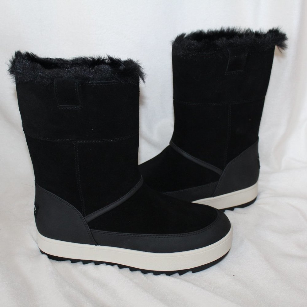 NIB‎ UGG KOOLABURRA WOMEN'S TALL SUEDE FUR BOOTS BLACK